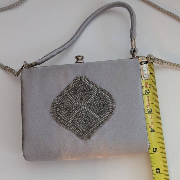 Bijoux Terner Vintage Grey/Silver Satin Evening/Formal Bag w/Detailed Beading - Picture 7 of 15